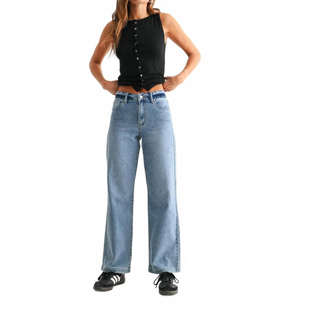 NEW JBD. women's slim wide leg sweat jean in blue
